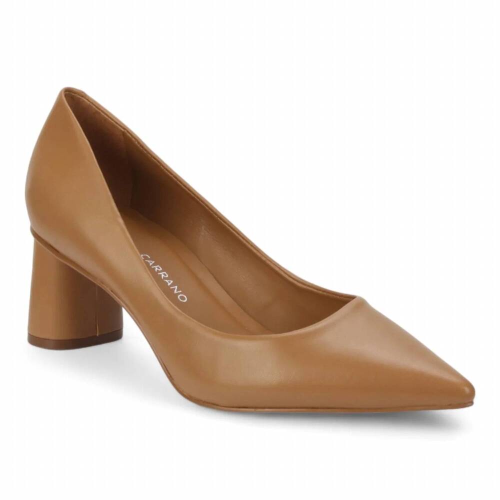 NEW CARRANO women's classic block pump heel in peanut